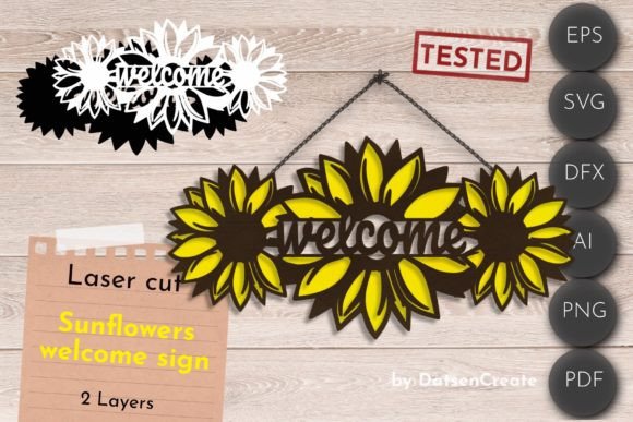 Download Sunflowers Welcome Sign, 3d Layered Svg - Premium Resources